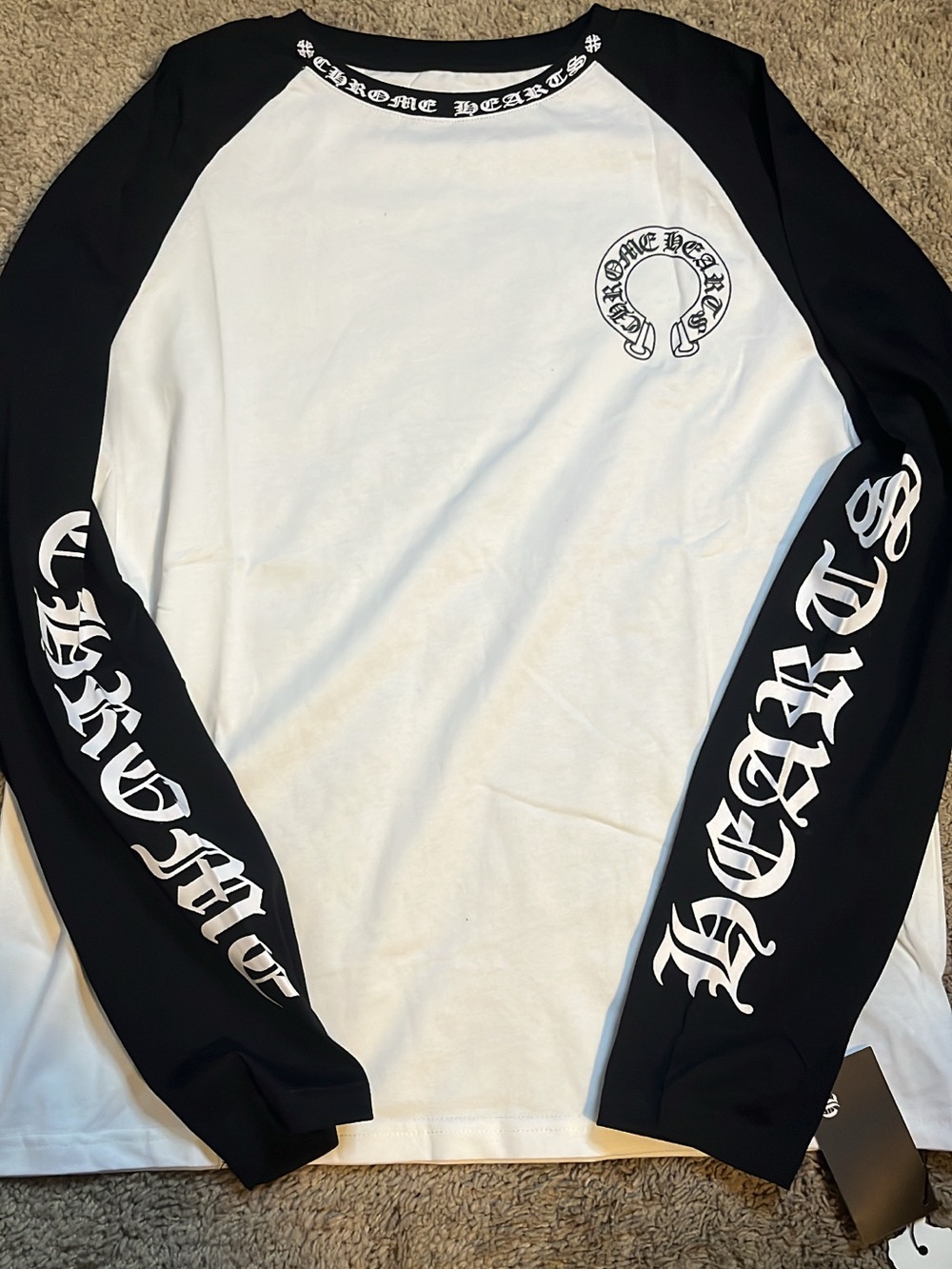Chrome Hearts Black & White Raglan Crewneck Sweater